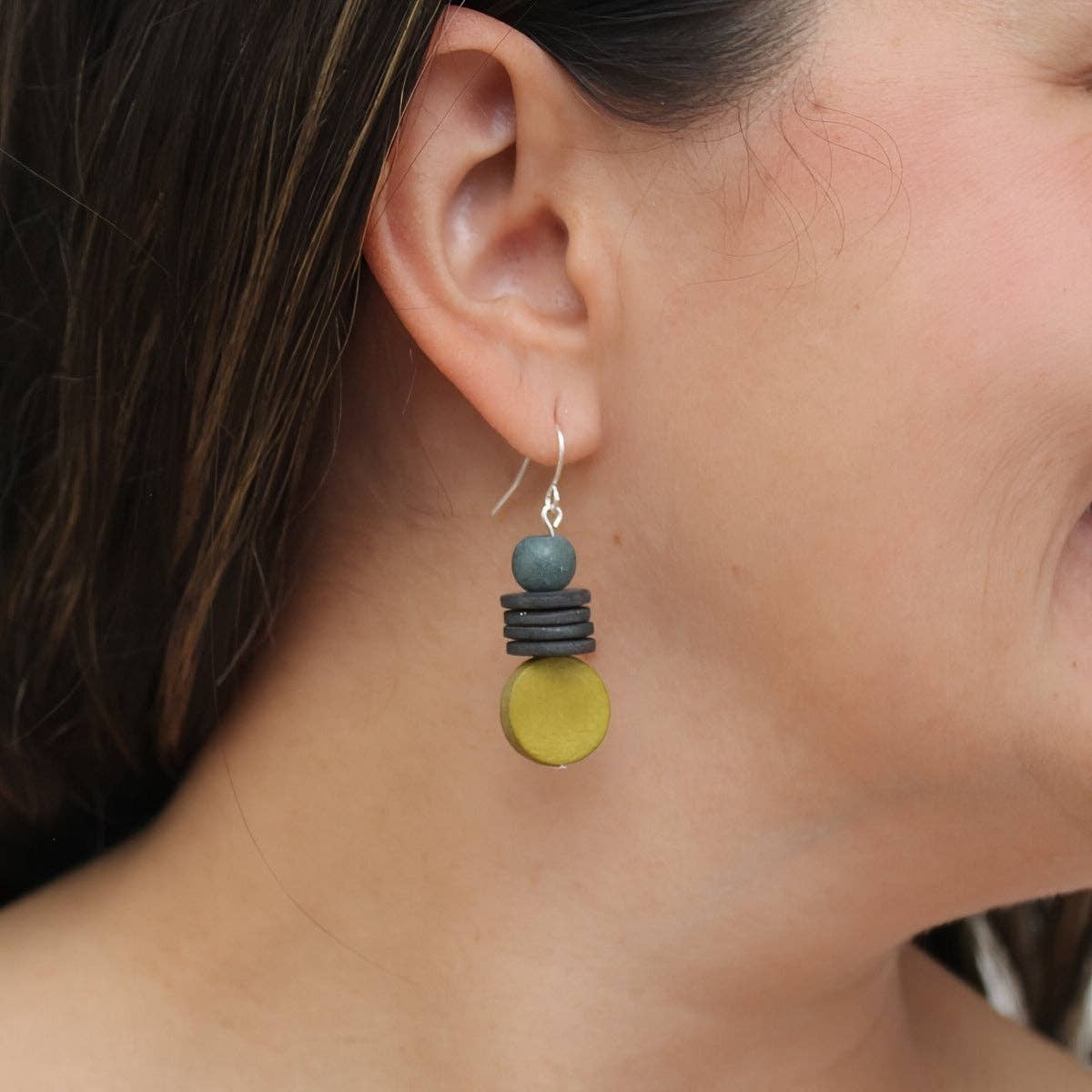 Gray and Lime Dusk Earrings