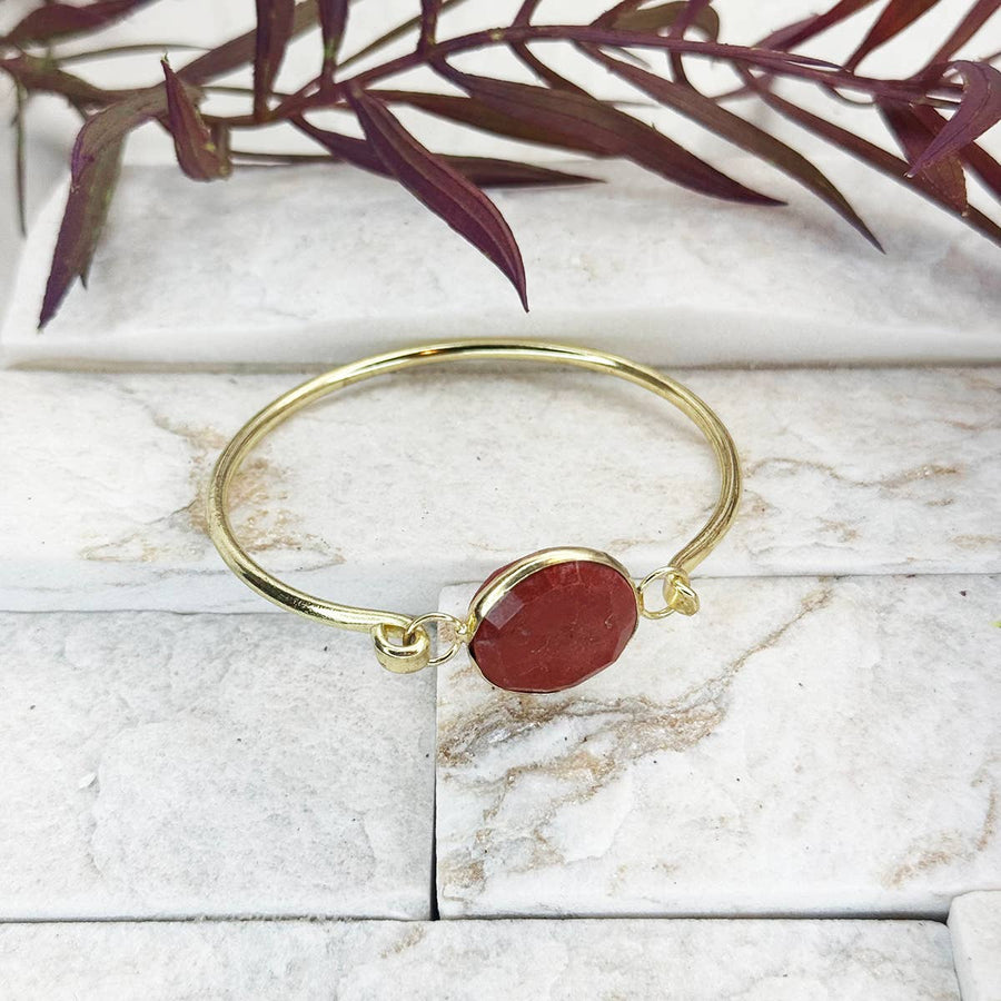 Red Jasper Gold Plated Bracelet