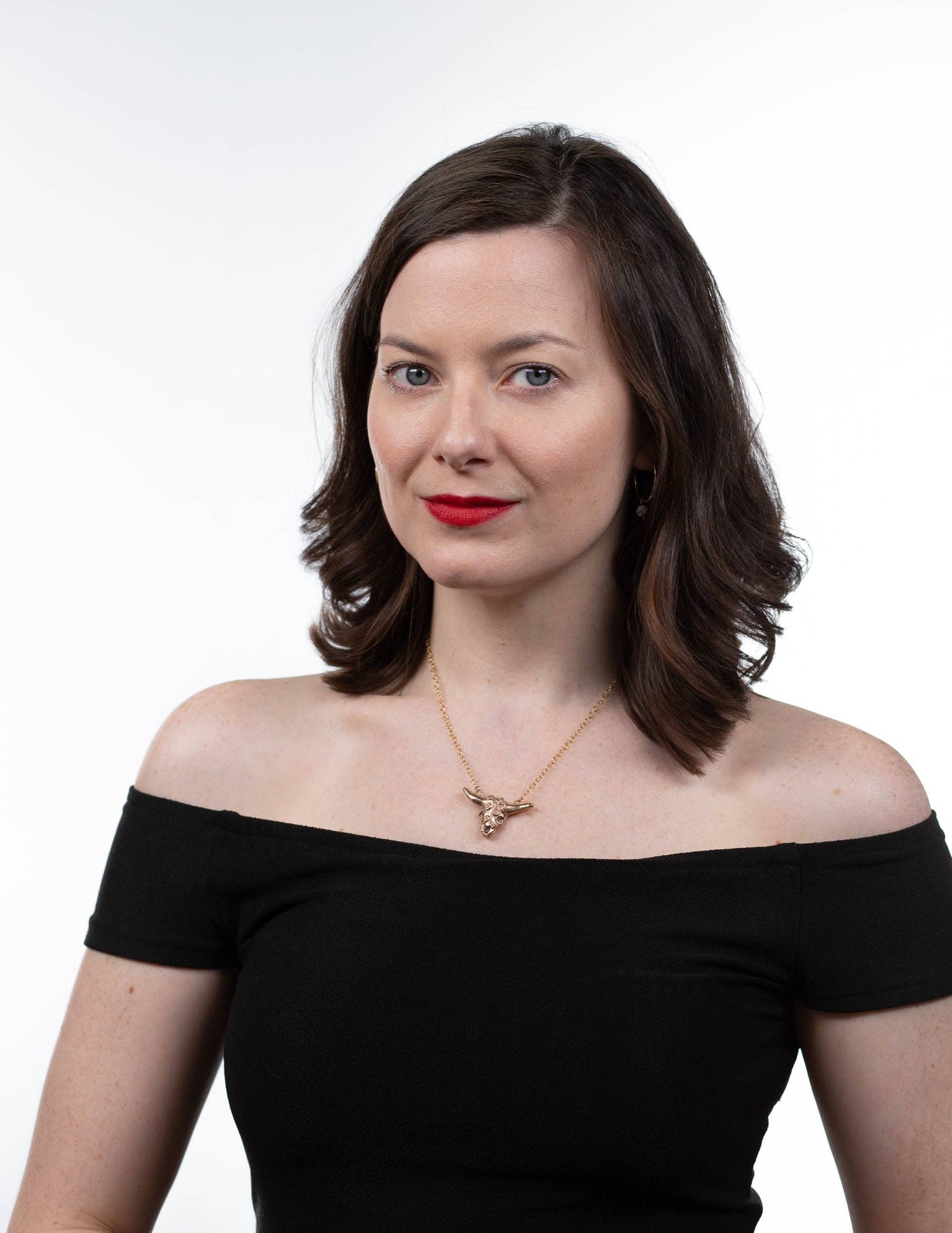 Georgia O'Keeffe-Inspired Floral Cow Skull Necklace