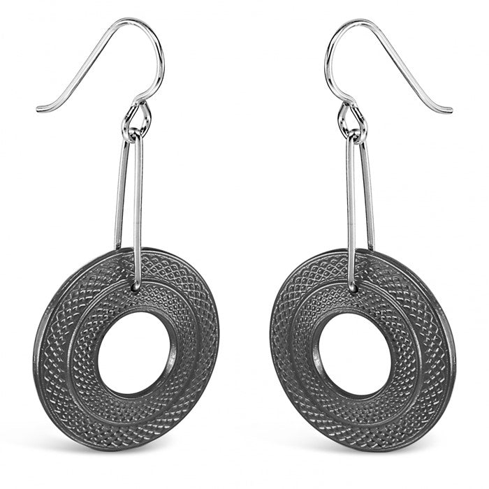 Black Disc Earrings