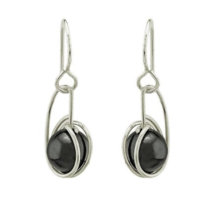 Silver Wrap Hematite Bead Earrings - WEB ONLY EXCLUSIVE