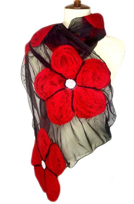 Red Winter Flower Scarf - WEB ONLY EXCLUSIVE