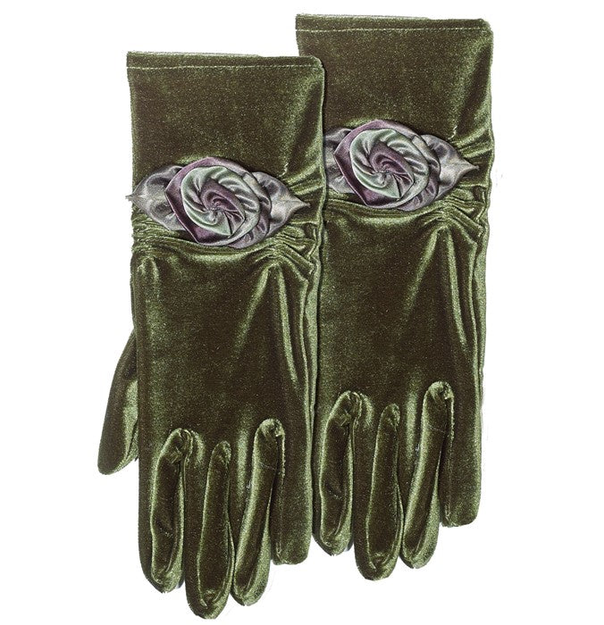 Velvet Gloves with Flower - Various Colors - WEB ONLY EXCLUSIVE