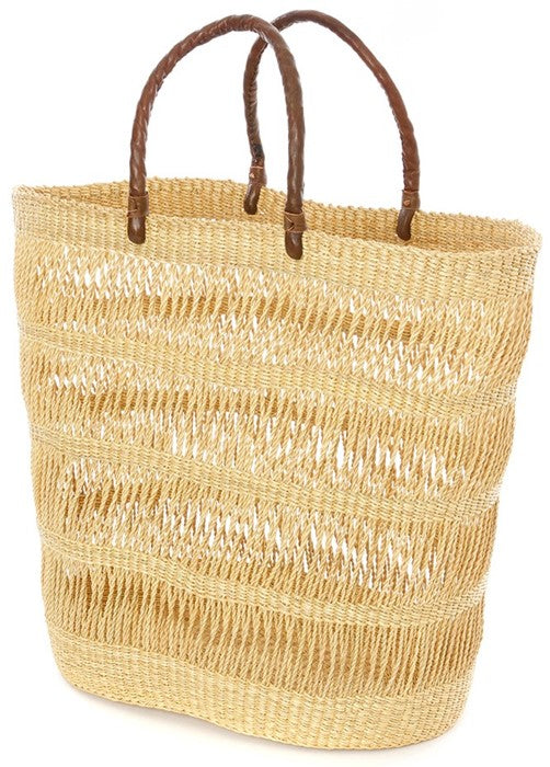 Veta Vera Lace Weave Shopper with Leather Handles - WEB ONLY EXCLUSIVE