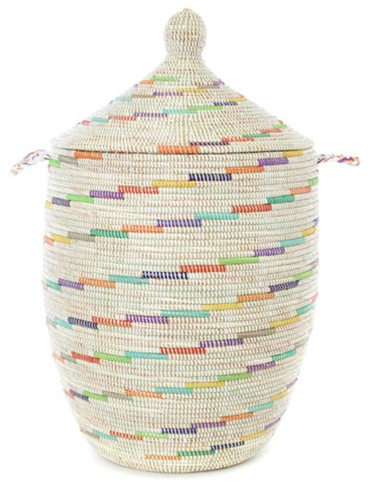 White Swirl Large Laundry Hamper Basket - WEB ONLY EXCLUSIVE