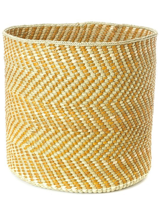 Yellow & Natural Maila Milulu Reed Basket - Various Sizes - WEB ONLY EXCLUSIVE