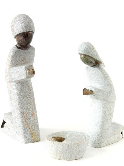 Zimbabwean Serpentine Stone Three Piece Nativity Scene - Web Only Exclusive