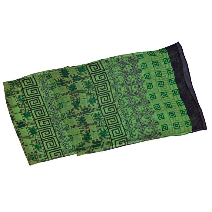 Green Greek Key Silk Chiffon Scarf - Web Only Exclusive