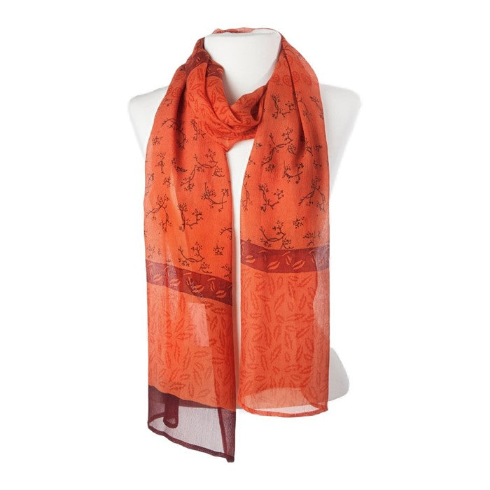 Fall Twigs and Leaves Silk Chiffon Scarf - Web Only Exclusive