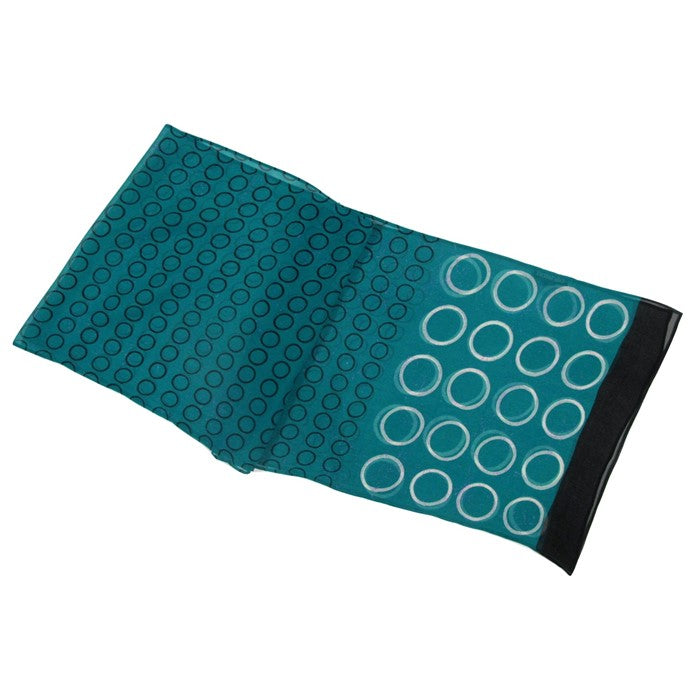 Teal Circles Silk Chiffon Scarf - Web Only Exclusive