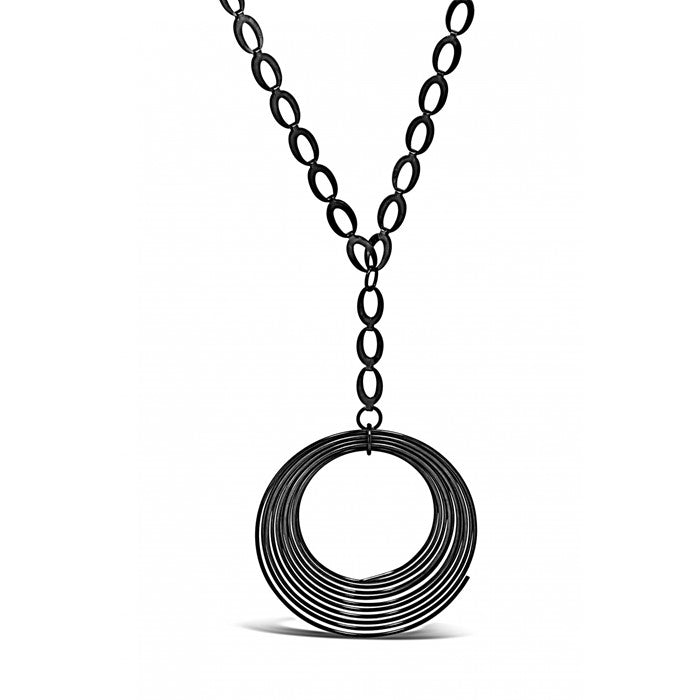 Black Wire Spiral Pendant Necklace - Web Only Exclusive