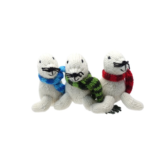 White Seal Knit Ornaments Set of 3 - Web Only Exclusive