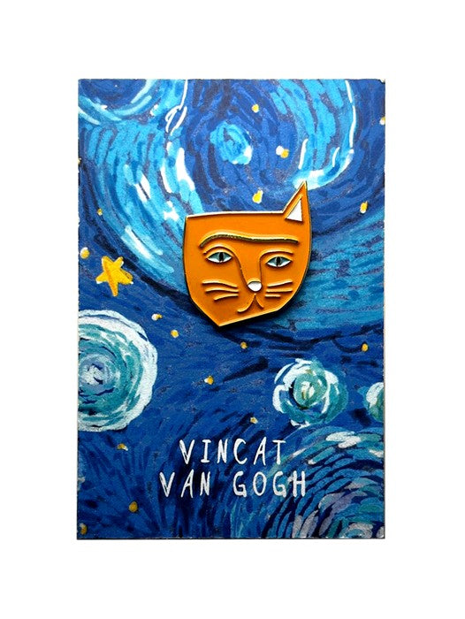 Vin Cat Van Gogh Cat Artist Pin