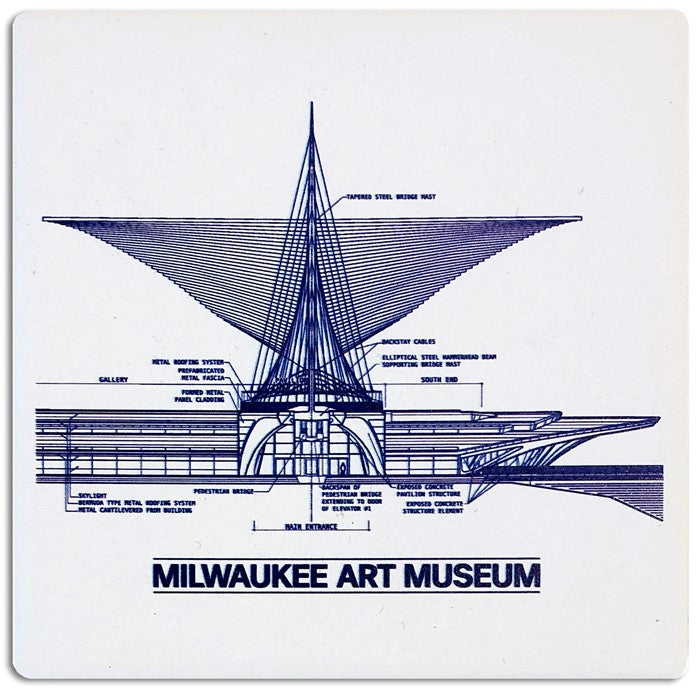 Milwaukee Art Museum Blueprint Coaster