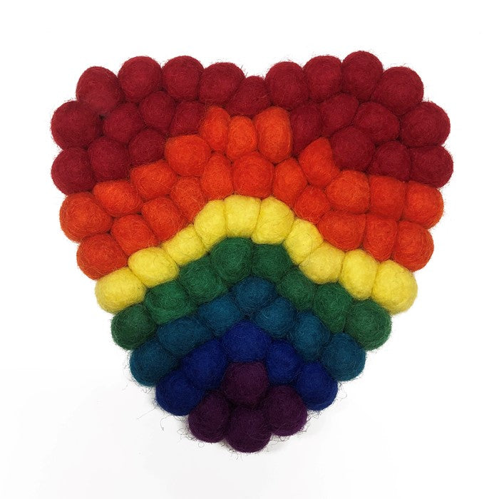 Felt Rainbow Heart Coasters - Sold Individually